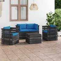 Set Divani da Giardino su Pallet 5 pz con Cuscini Massello Pino cod mxl 40067