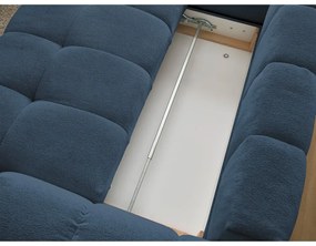 Divano angolare blu scuro allungabile e con contenitore (penisola a sinistra/a L) con rivestimento in ciniglia Everest – Bobochic Paris