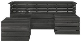 Set Divani da Giardino su Pallet 5 pz Legno Pino Grigio Scuro