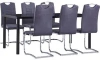 Set Sala da Pranzo 7 pz in Similpelle Scamosciata Grigiacod mxl 96312