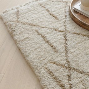 Tappeto in lana lavabile e tessuto crema 160x230 cm Azera Crosshatch - Asiatic Carpets
