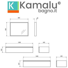 Kamalu - composizione bagno sospesa con 2 mobili da 120cm | kam-kk1202