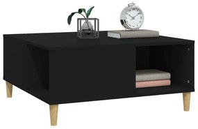 Tavolino da salotto nero 80x80x36,5 cm in legno multistrato