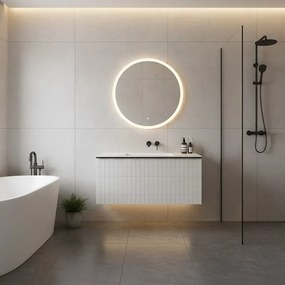 Mobile da bagno sospeso sotto lavabo Pixel grid 1 cassetto  L 80 x H 40 x P 45.5 cm grigio pastello laccato opaco, con maniglia alluminio nero opaco