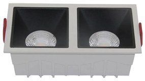 Doppio Faretto Da Incasso Moderno Alfa Led Alluminio Bianco Diffusori Neri Dimm.