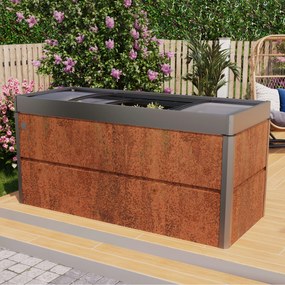 PRIMEYARD 200 x 85 x 77 cm Orto rialzato, acciaio corten, look ruggine, con telaio freddo di copertura - (GFPV00789)