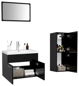 Set mobili da bagno nero in legno multistrato