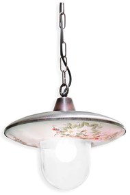 Sospensione Esterno Classica Latina Metallo Ceramica Nero Sfumato 1 Luce E27