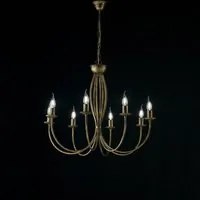 Lampadario Rustico 8 Luci In Ferro Battuto Bronzo Serie Botte