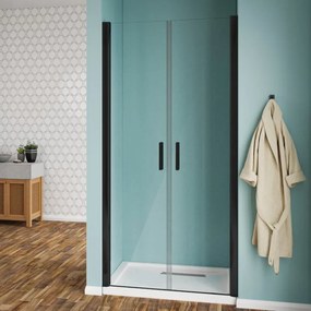 Porta saloon in vetro temperato trasparente 6mm Linea Eny Black: 118-120x190 cm