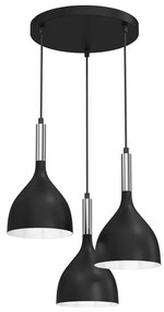 Lampadario a sospensione con filo NOAK 3xE27/15W/230V nero/cromo