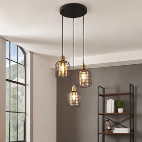 Lampadario Moderno Chisle 3 Luci Acciaio Nero