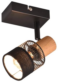 Lampada da parete in nero e naturale ø 7 cm Nandini - Trio