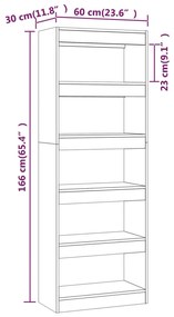 Libreria/Divisorio Bianco Lucido 60x30x166 cm in Truciolato