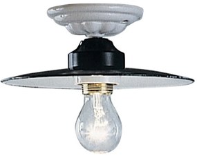Plafoniera Industrial Potenza Ferro E Ceramica Nero Diam. 30Cm 1 Luce E27
