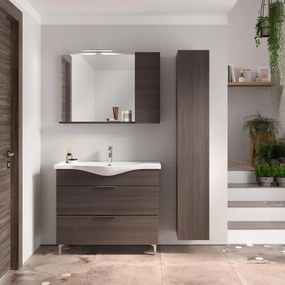 Mobile bagno da terra con lavabo L 100 x H 75 x P 46 cm legno noce 2 cassetti per vasca centrale Jnka