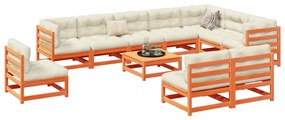 Set divani da giardino 11pz marrone cera legno massello di pino