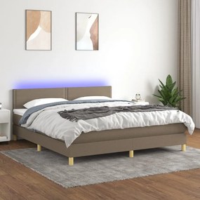 Letto A Molle Con Materasso E Led Tortora 160x200 Cm İn Tessuto /