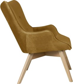 Poltrona color senape con rivestimento in velluto Niko – Ropez