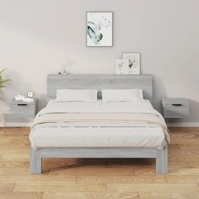 Comodini A Muro 2 Pz Grigio Sonoma 34x30x20 Cm /
