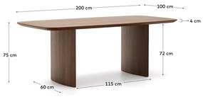 Kave Home - Tavolo Litto con impiallacciatura di noce 200 x 100 cm