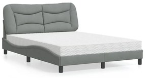 Letto Con Materasso Grigio Chiaro 140x190cm Tessuto /