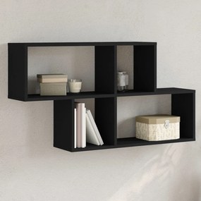 Scaffale A Parete Nero 100x20x53 Cm İn Legno Multistrato /