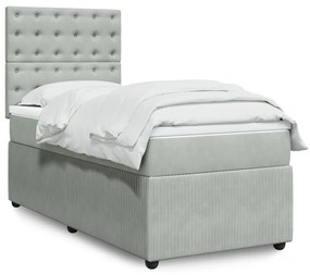 Giroletto A Molle Con Materasso Grigio Chiaro 90x190 Cm Velluto /