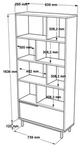 Libreria Moderna Con Vani A Giorno Ed Anta Frontale 84x30x175 Ocean Legno E Rafia