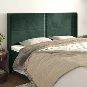 Testiera Ad Orecchio Verde Scuro 203x16x118/128 Cm İn Velluto /