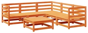 Set divani da giardino 6 pz marrone cera legno massello pino