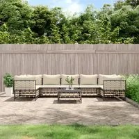 Set Divani da Giardino 8 pz con Cuscini Antracite in Polyrattan 3186802