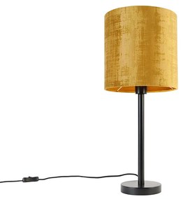 Lampada da tavolo moderna nera con paralume dorato 25 cm - Simplo