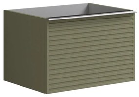 Mobile da bagno sotto lavabo Pixel stripes verde salvia e maniglia alluminio brillante laccato L 60 x H 40 x P 45.5 cm 2 cassetti, lavabo non incluso