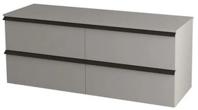 Mobile da bagno sospeso sotto lavabo Rodi L 140 x H 57 x P 46 cm grigio laccato opaco, 4 cassetti BADEN HAUS