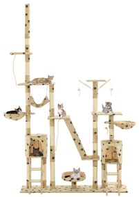 Albero per gatti tiragraffi sisal 230-250cm stampa zampe beige