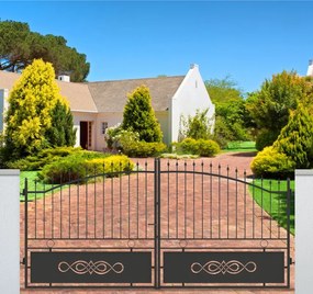 Cancello manuale battente Lavaredo in ferro, apertura centrale, L 408.5, H 165-195 cm, di colore nero