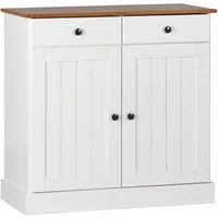 Credenza 2 ante e 2 cassetti 88x85 cm in legno bianco/noce