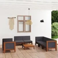 Set Divani da Giardino 9 pz con Cuscini in Massello di Acacia 3058121