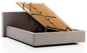 Letto matrimoniale imbottito marrone chiaro con contenitore con rete inclusa 140x200 cm Cube – Meise Möbel