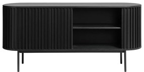 Cassettiera bassa nera in rovere con ante scorrevoli 73x160 cm Siena - Unique Furniture