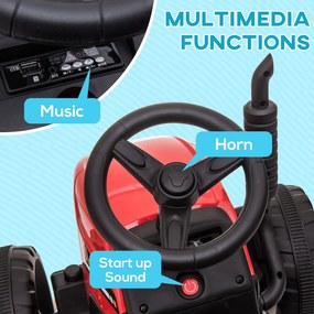 Trattore Elettrico per Bambini 12V con Rimorchio Rosso...