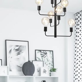 Lampadario a catena ORLANDO 8xE27/60W/230V nero