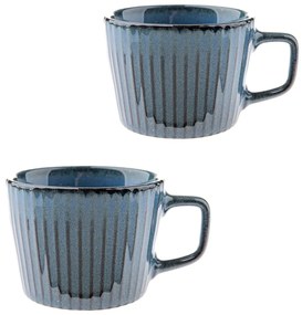 Tazze in set per cappuccino blu in gres 2 pz 190 ml Tone – Dakls