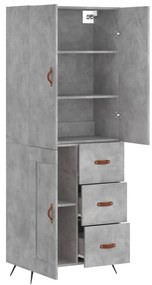 Credenza Grigio Cemento 69,5x34x180 cm in Legno Multistrato