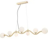 Lampadario Contemporaneo Uva Metallo Oro 7 Luci Diffusori Bianchi