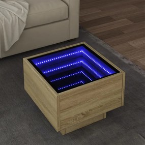 Tavolino Con Led Rovere Sonoma 40x40x30 Cm İn Legno Multistrato /