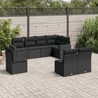 Set Divani da Giardino con Cuscini 8 pz Nero in Polyrattancod mxl 111121