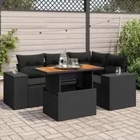 Set Divani da Giardino 5 pz con Cuscini in Polyrattan Nero 3327366