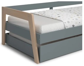 Letto da bambini estraibile verde/verde polveroso in pino massiccio con contenitore con rete inclusa 90x200 cm Carrie – Marckeric